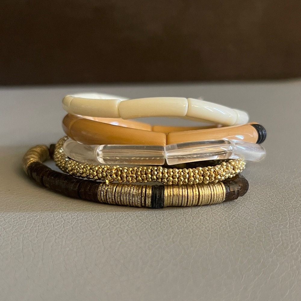 Allie + Bess stack of 5 beaded bracelets
